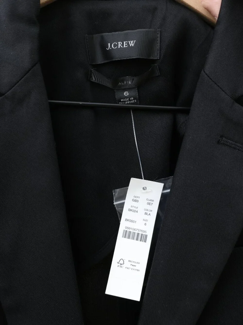 NWT J.Crew Alfie Blazer in Black Size 6‎